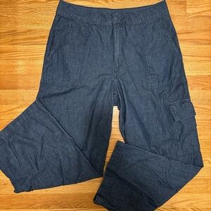 DKNY 100% Cotton Wide Leg Trousers with Cargo Pocket Size 12